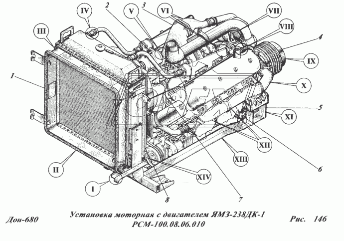 Установка моторная с двигателем ЯМЗ-238ДК-1 РСМ-100.08.06.010 1