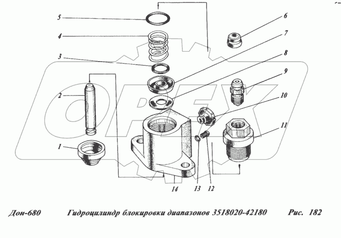Гидроцилиндр блокировки диапазонов 3518020-42180
