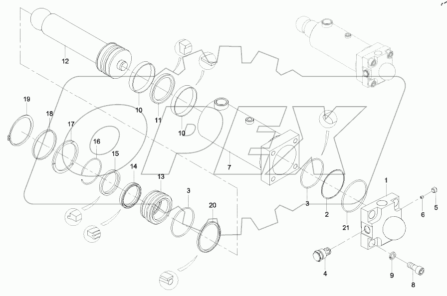  A810301060033 Cylinder, swing valve, right