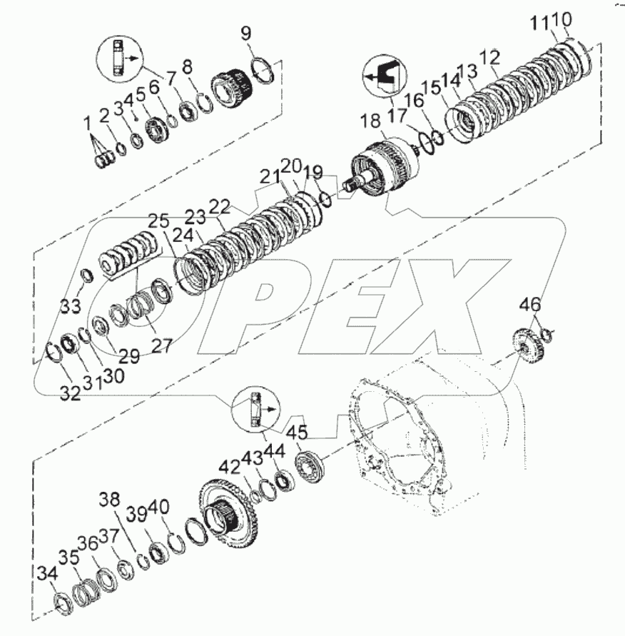  60135358 Swing shaft and high speed shaft
