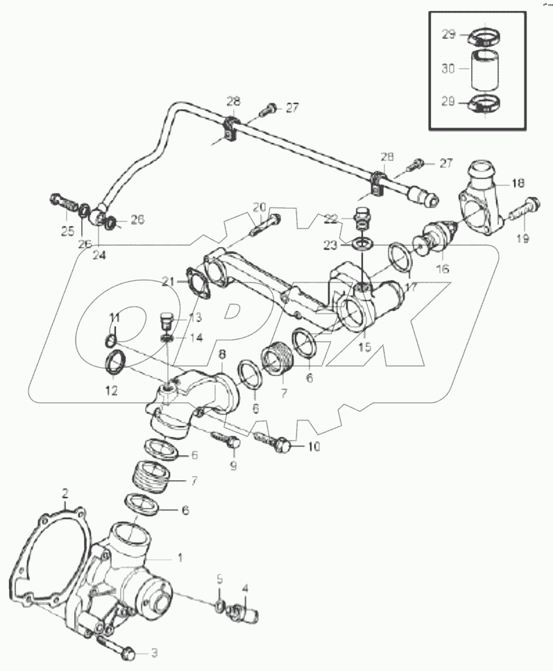  60139934 Body, housing, water pump and thermostat