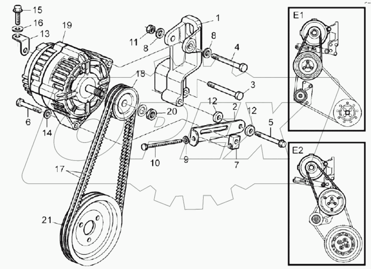 60138783 Alternator, AC, top right mounted