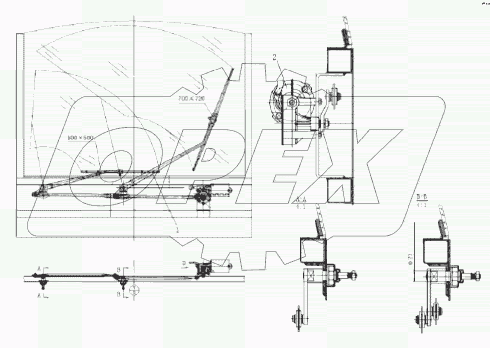  60039123 Top windscreen wiper assembly