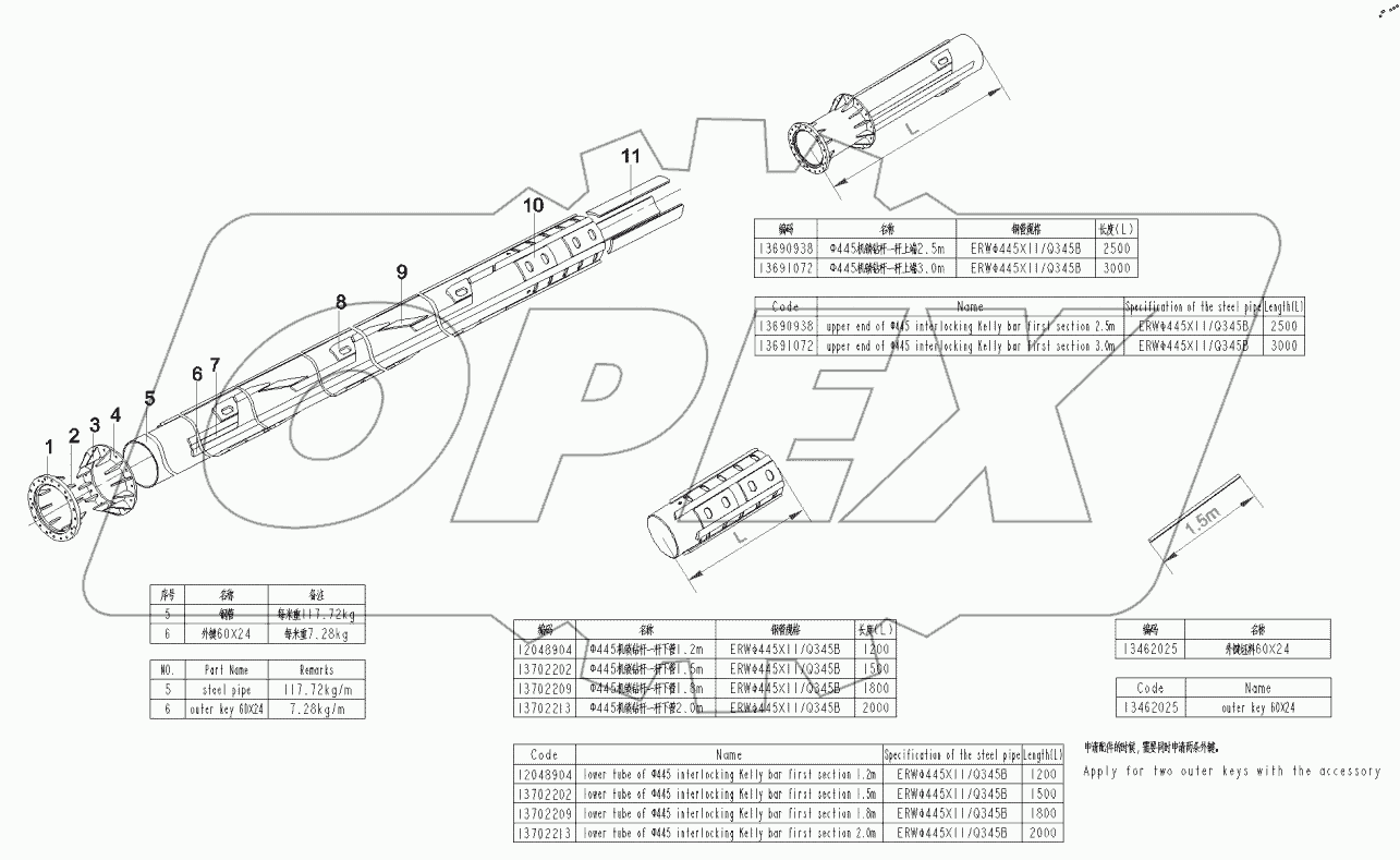  11685559 Kelly bar, first section