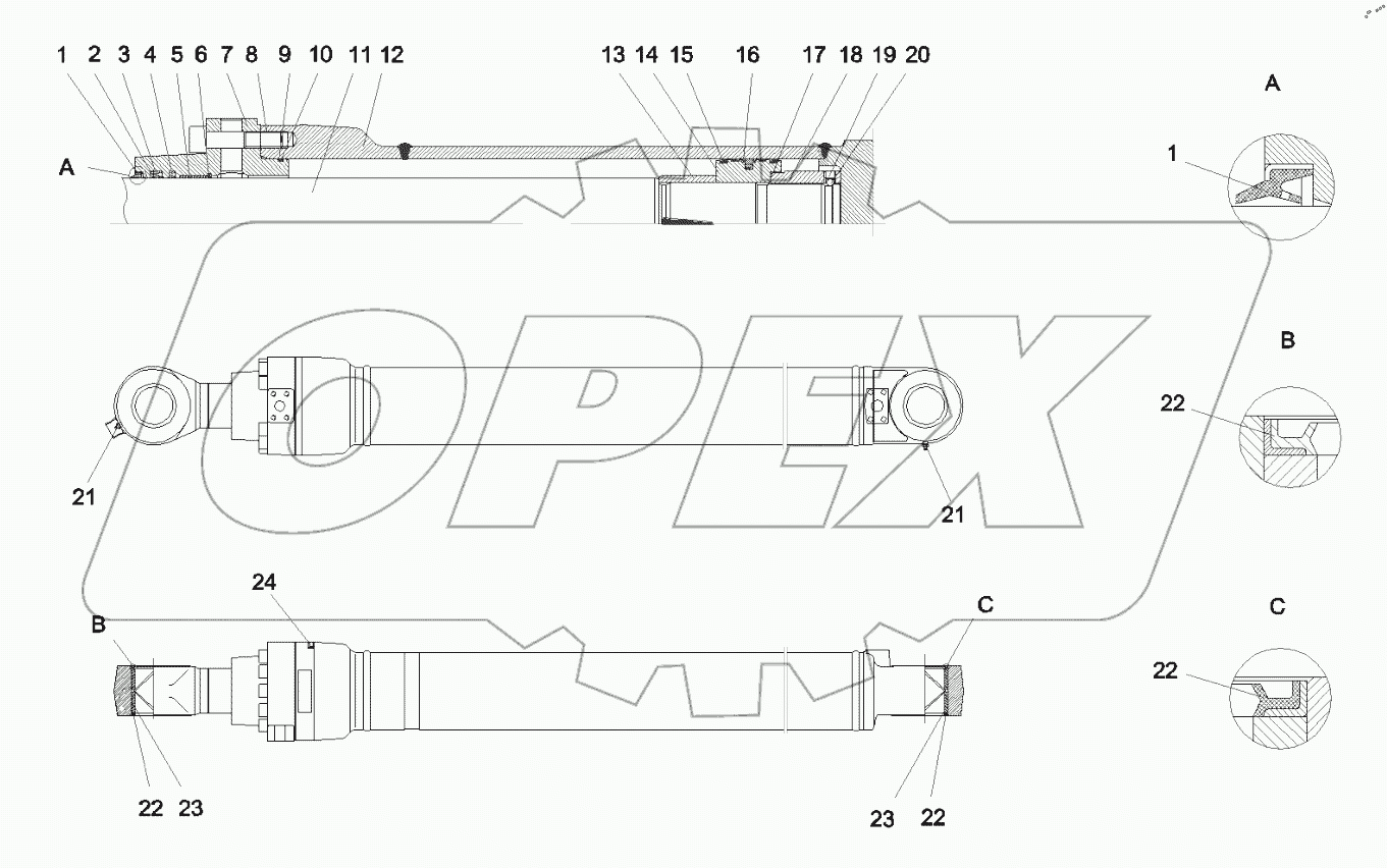  B229900000493 Cylinder - Bucket