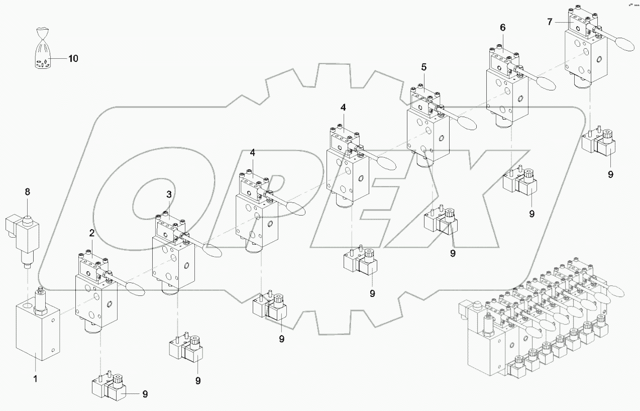  B220400000377 Valve, multiway, five-section boom