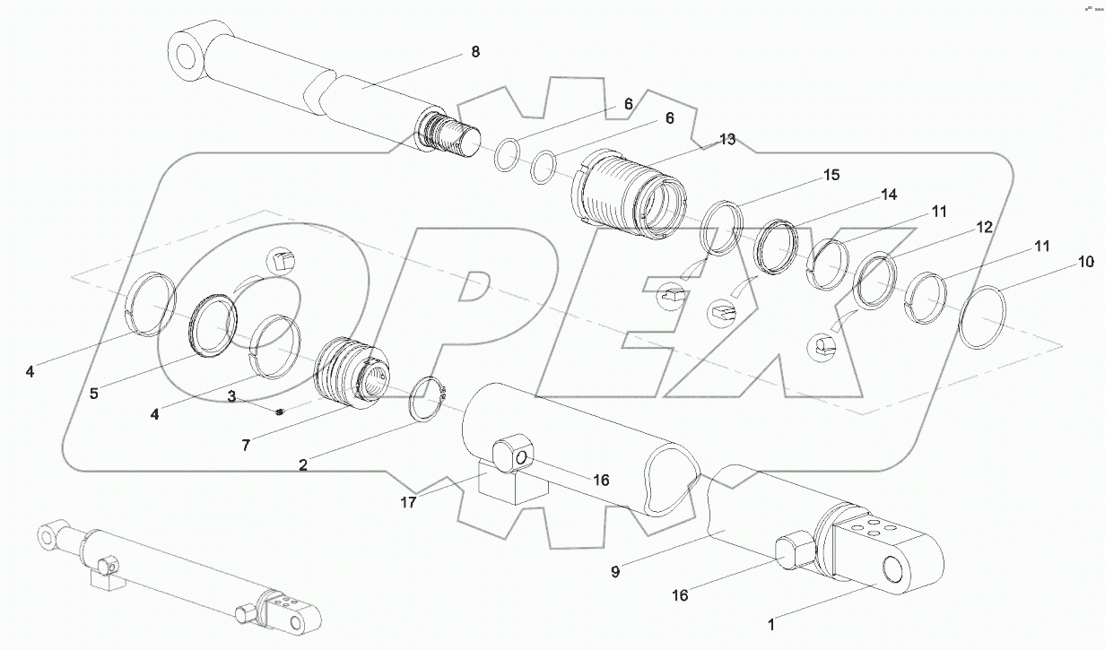  A810302010131 Oil cylinder, telescopic, outrigger, front