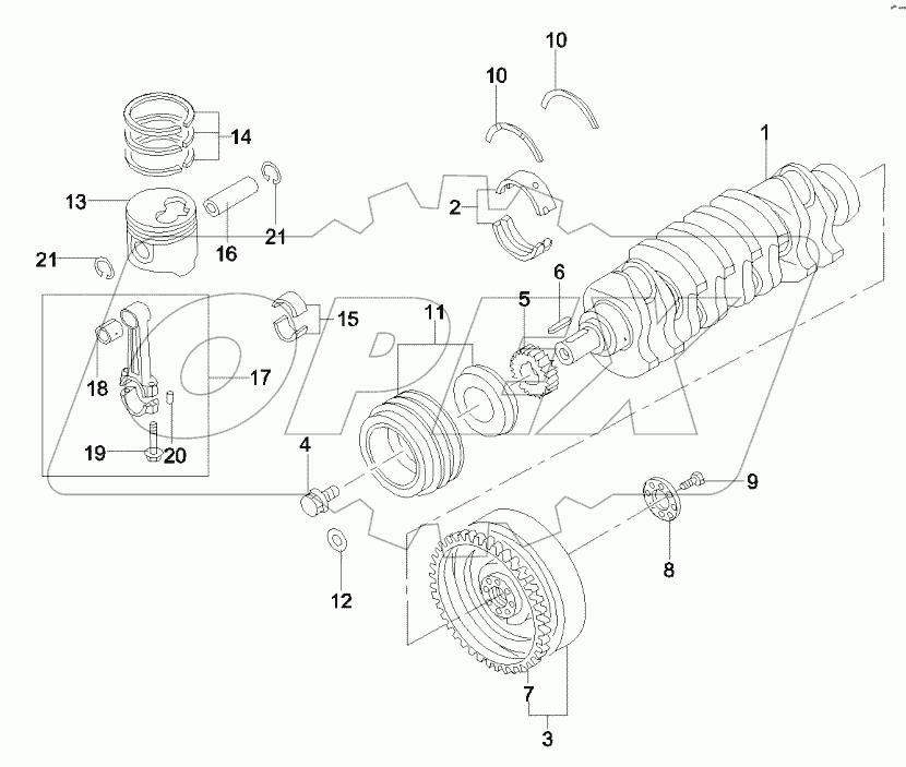  60029667 Crankshaft & piston & flywheel