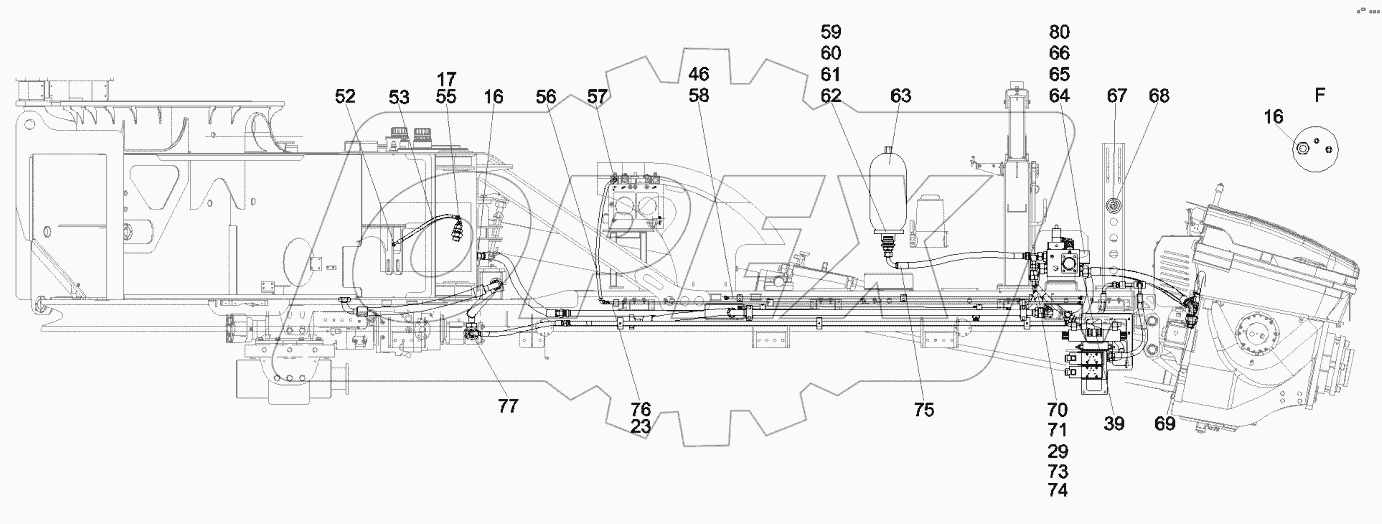  13010737 Hydraulic system, swing cylinder