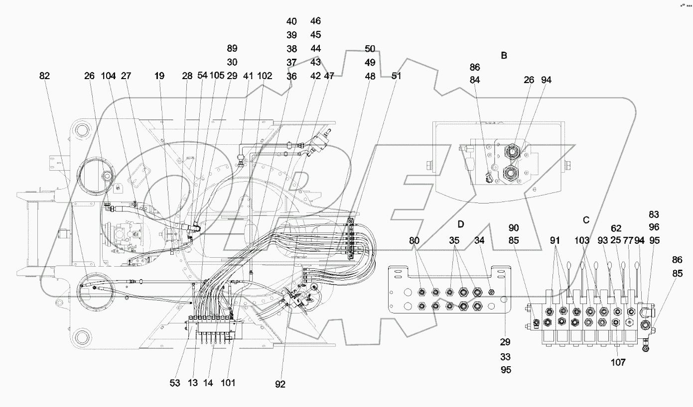  12908606 Hydraulic system, tower, revolving