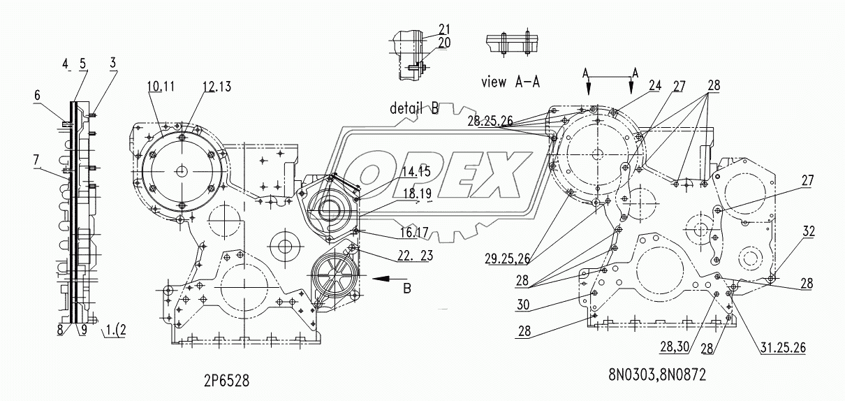 FRONT HOUSING, COVER AND FASTENER GP