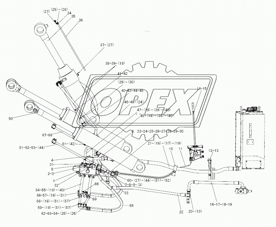 LG9330F1-4 Work equipment hydraulic system (mechanical control)