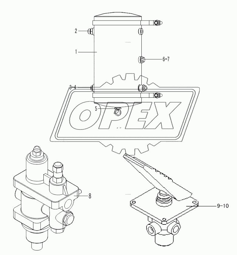 AIR RESERVOIR BRAKE CONTROL VALVE AIR DRYER