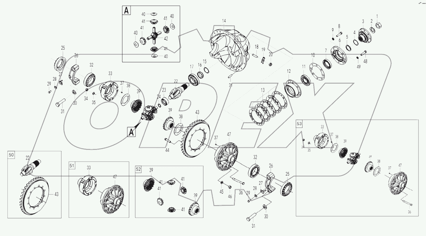 Front axle main drive assembly