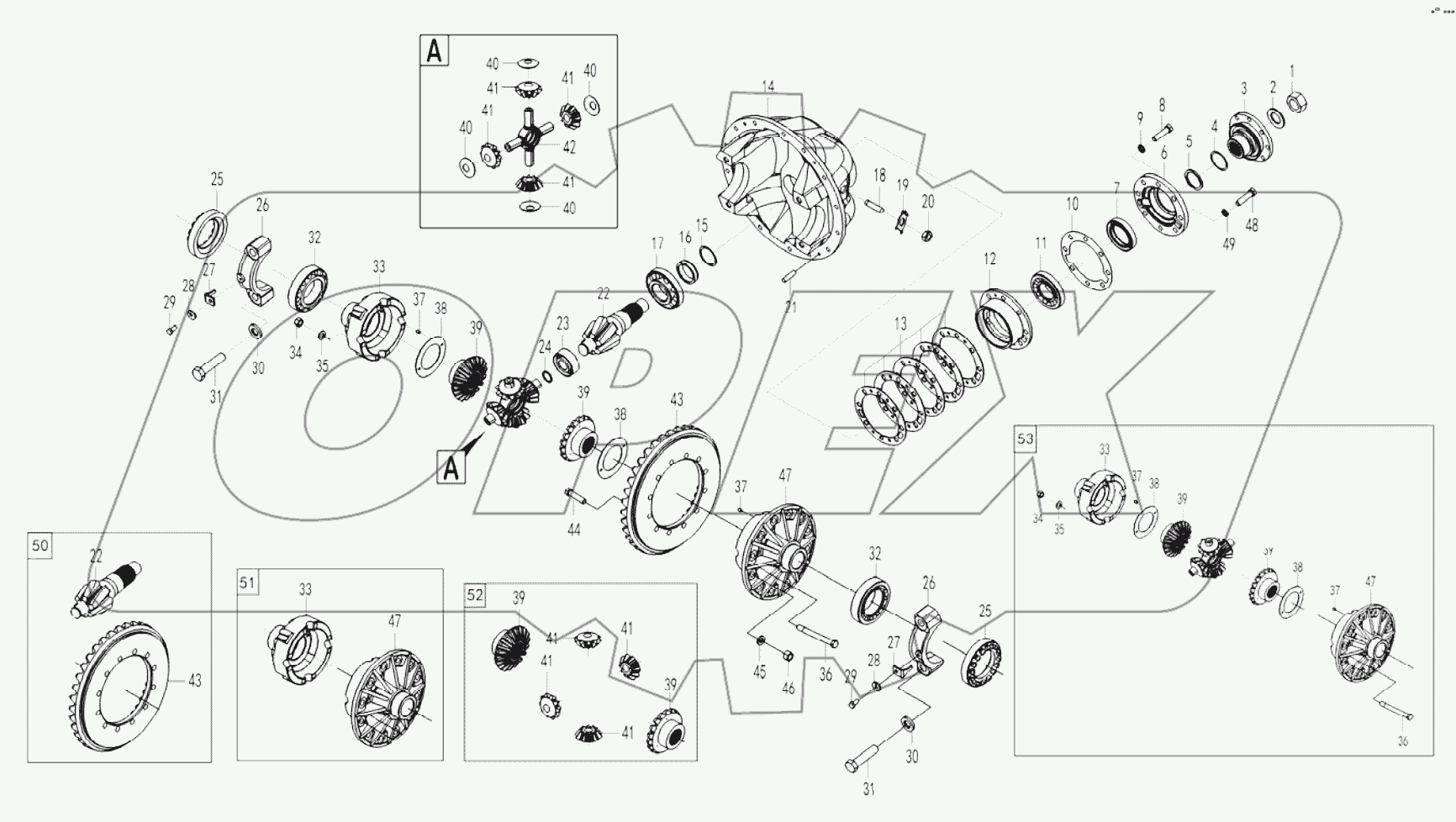 Rear axle main drive assembly