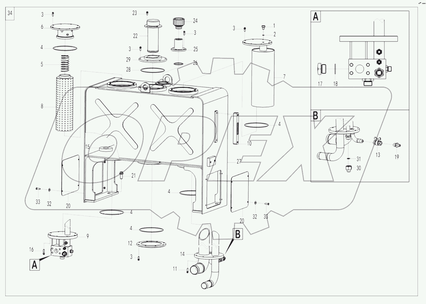 Hydraulic tank assembly