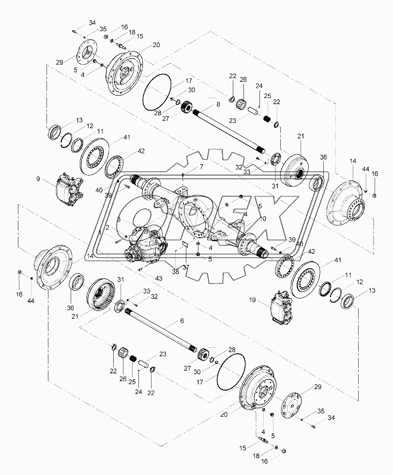 01Y0160 Rear axle assembly