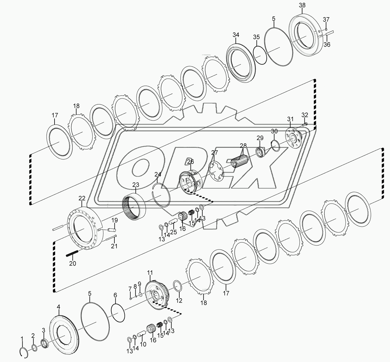 Shaft and clutch assembly 1