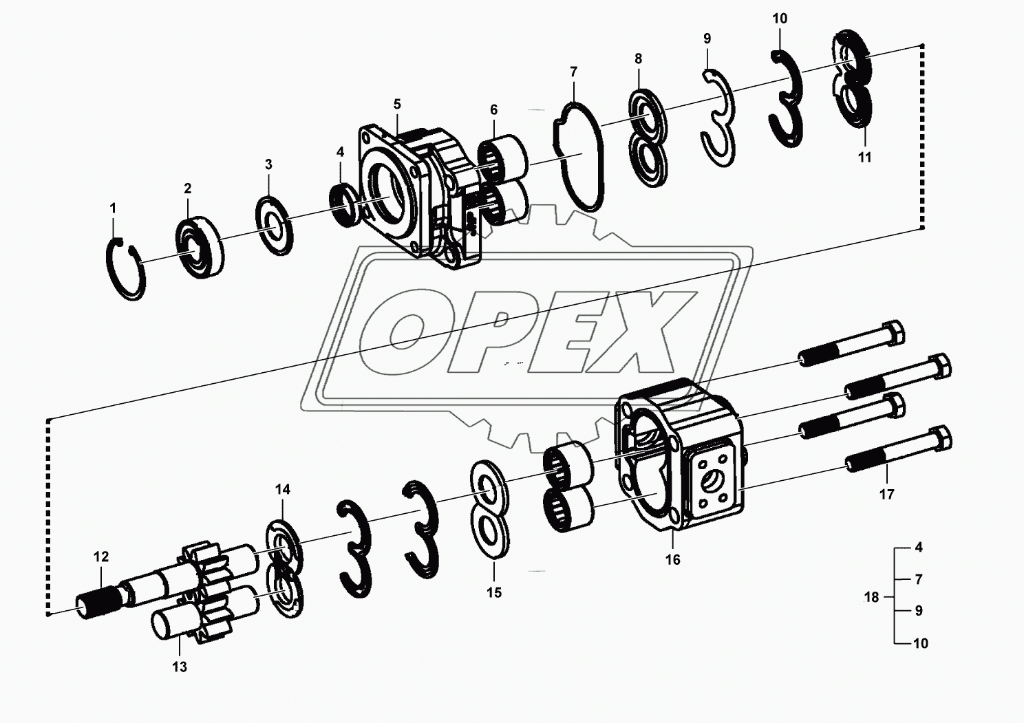 (370101) Working hydraulic pump assembly