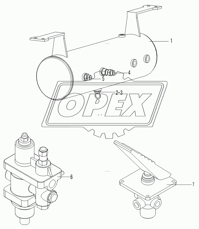 AIR RESERVOIR,BRAKE CONTROL VALVE,AIR DRYER