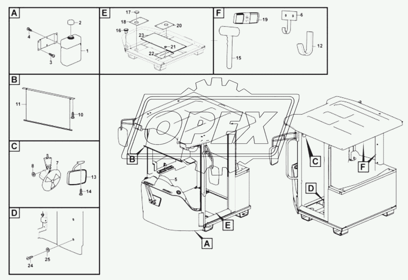 Cab inner parts assembly