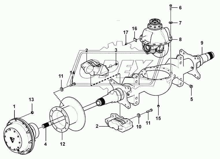 Rear axle assembly 2