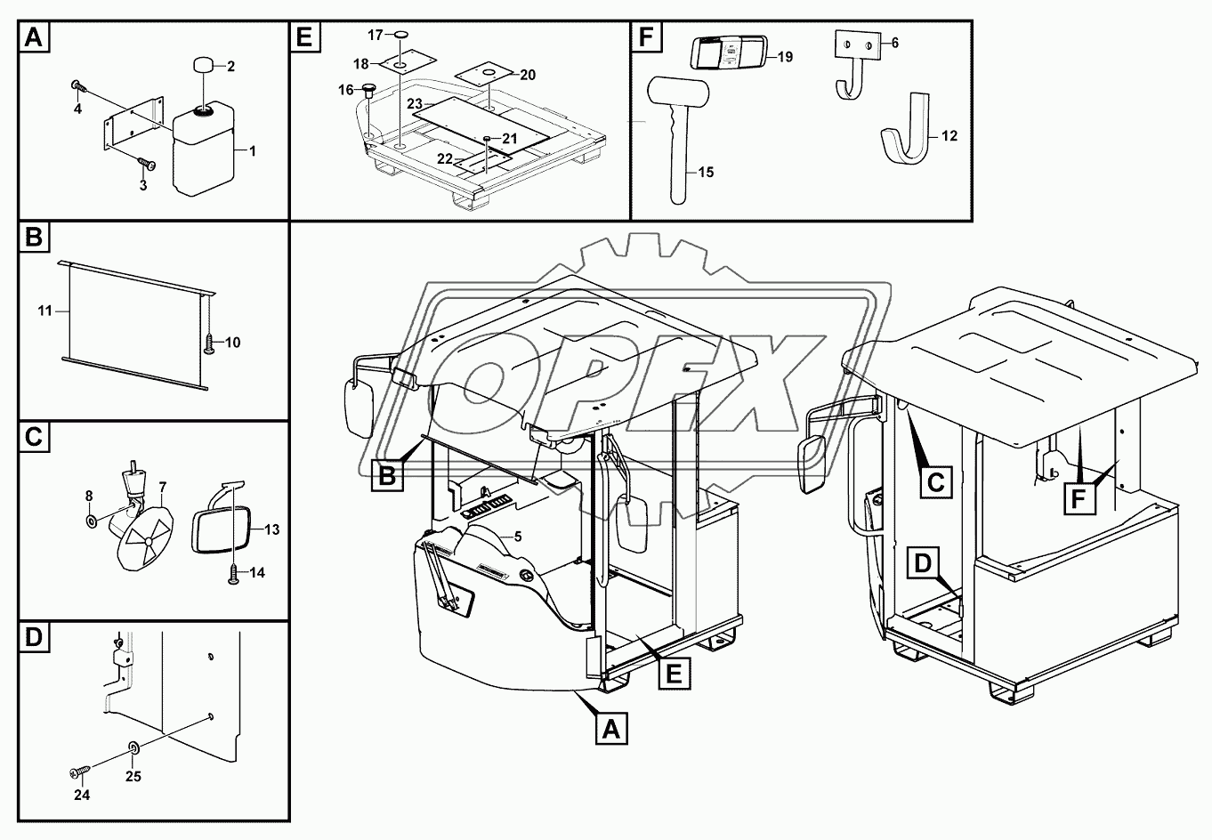 Cab inner parts assembly