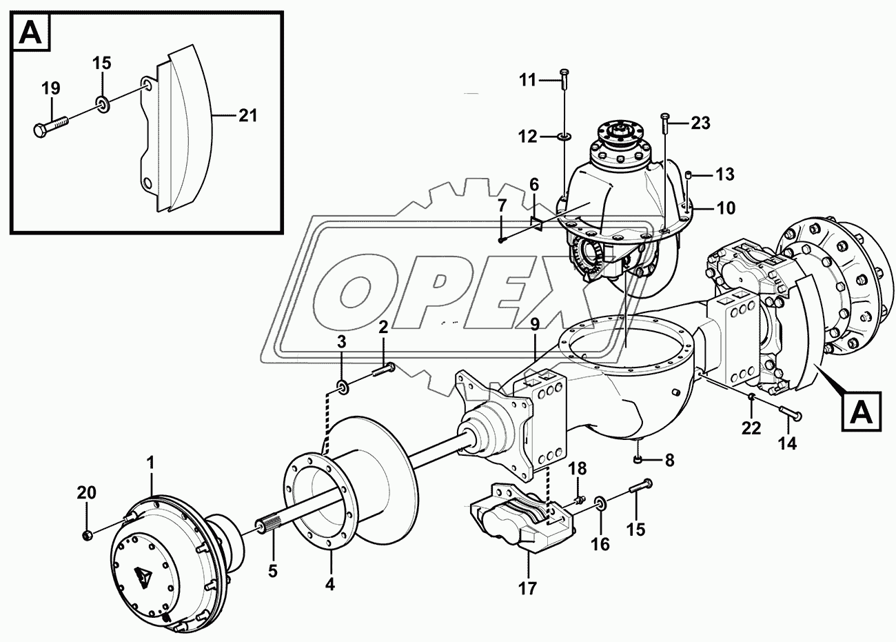 A515C Front axle assembly