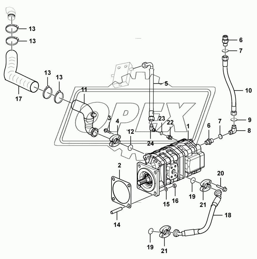 Working hydraulic pump assembly