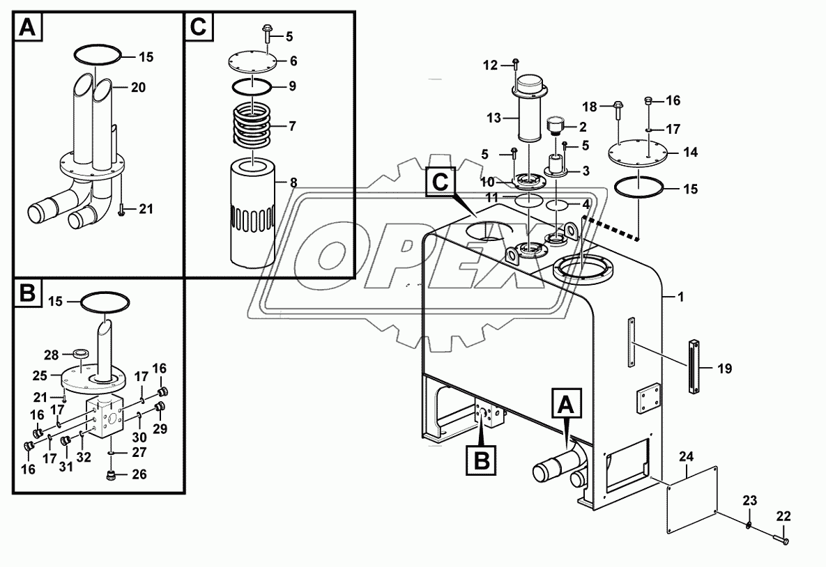 Hydraulic fluid tank 2