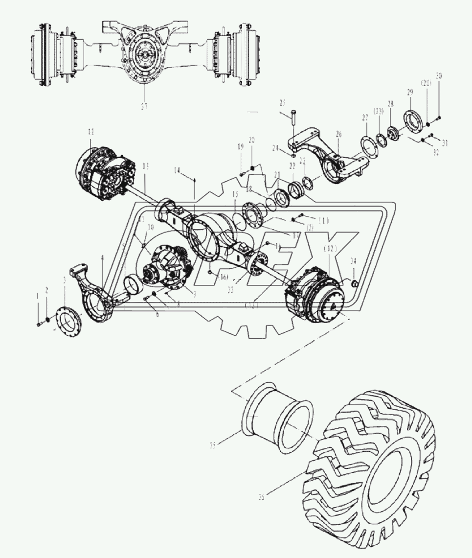 Rear axle assembly E3-2909001091