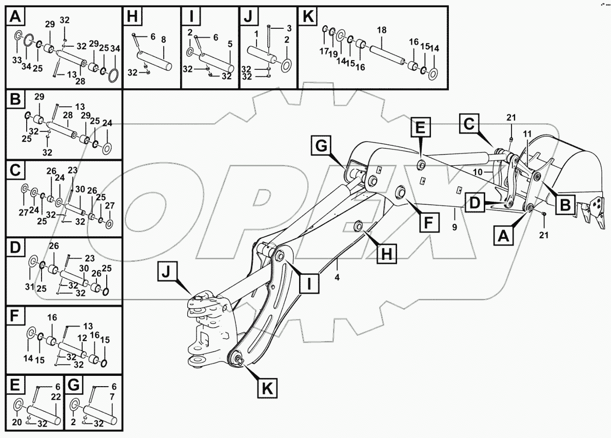  Excavating working equipment