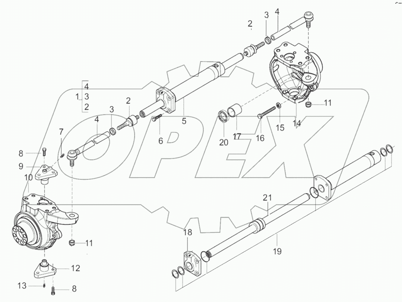  Swivel housings and steering cylinder