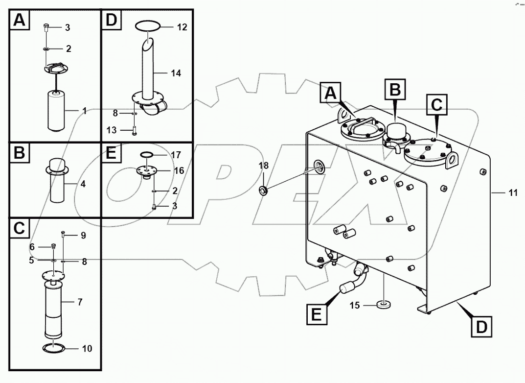  Hydraulic fluid tank assembly