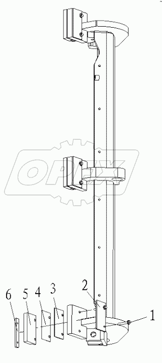 Tilting cradle, assembly single tilt, light duty circle