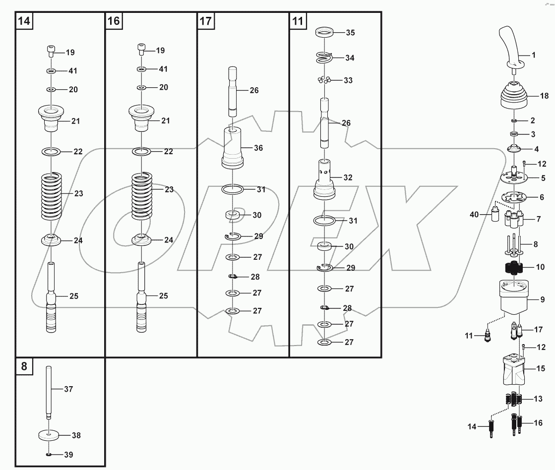  PCL403-35-B (370142) Control lever assembly