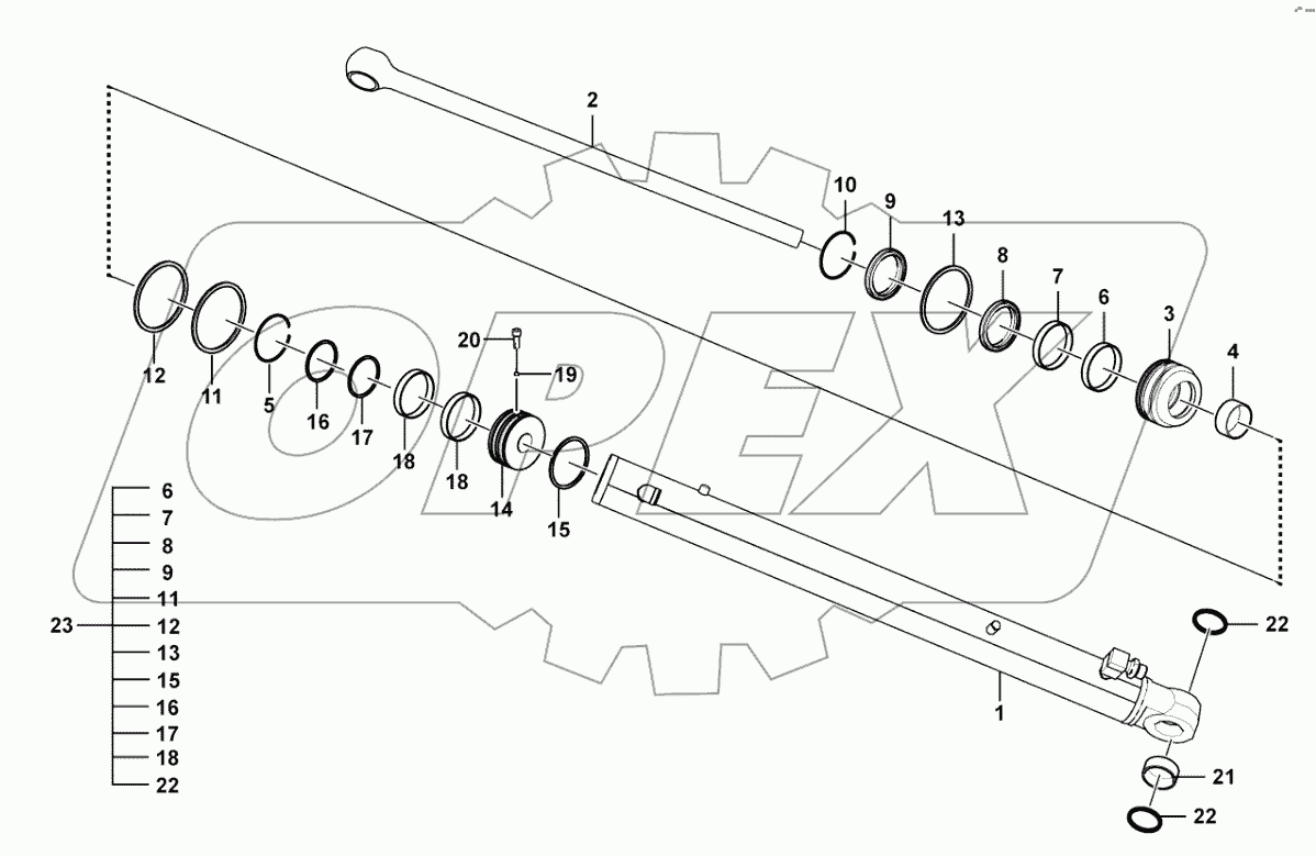  Steering cylinder assembly HSGL-80x50x480-870C(3713CH)