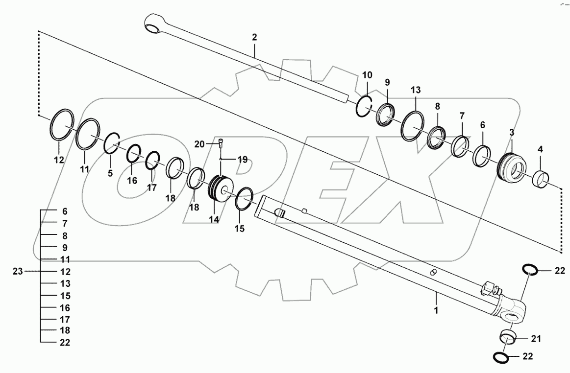  Steering cylinder assembly HSGL-80x50x480-870C(3713CH)