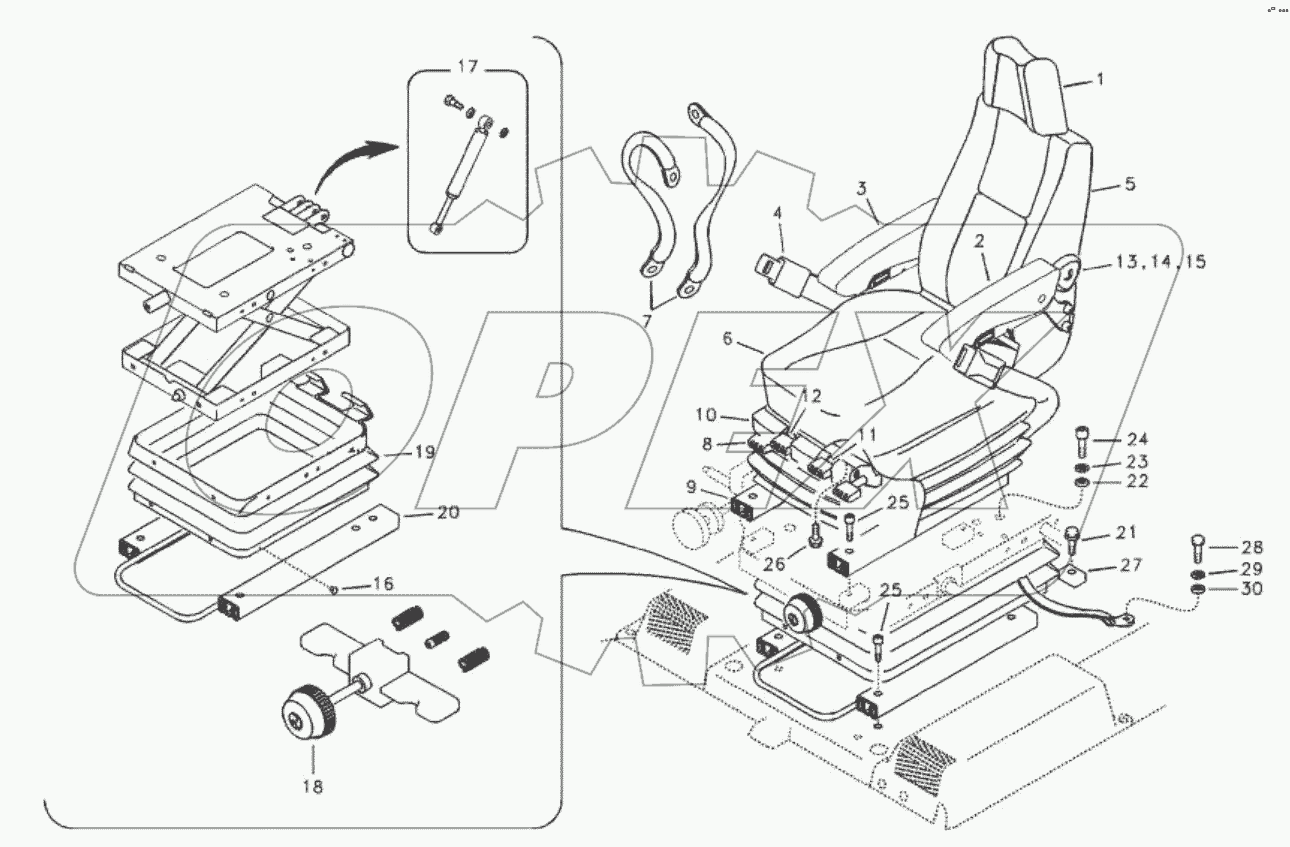  11211824 Operator seat with fitting parts