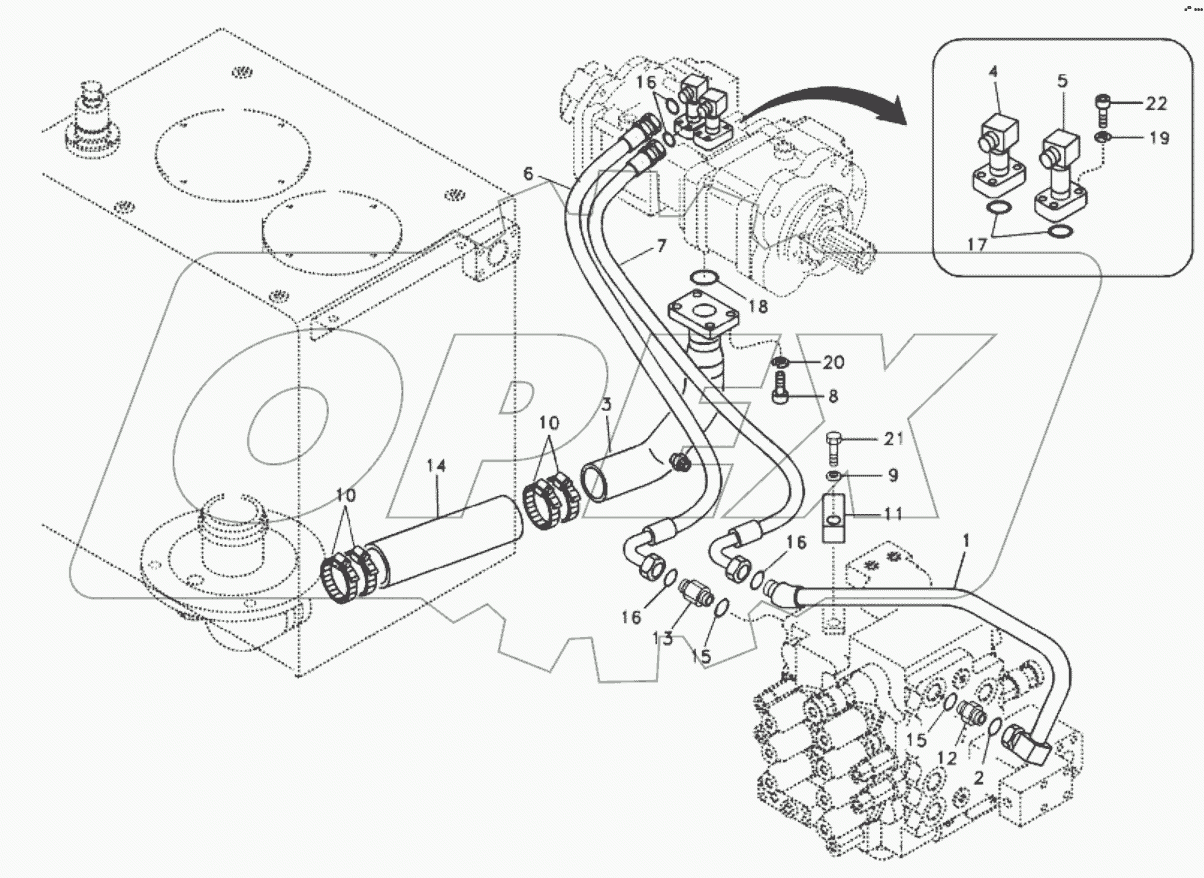  11212924 Hydraulic system, hydraulic tank to hydraulic pump