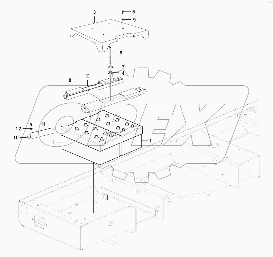  Battery with mounting details