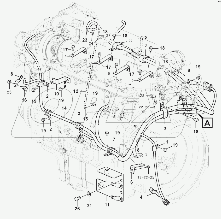  Cable wiring harness, motor