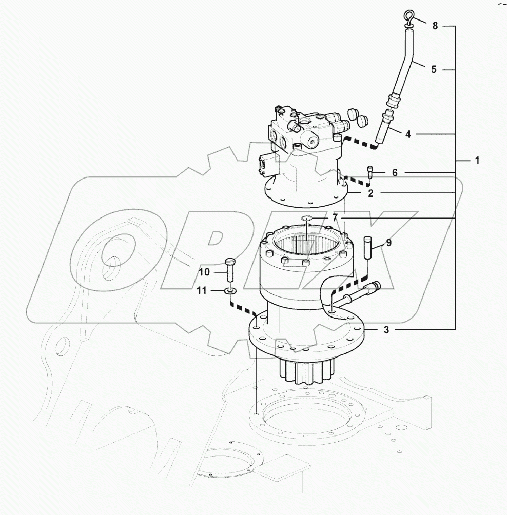  Rotating motor with mounting parts