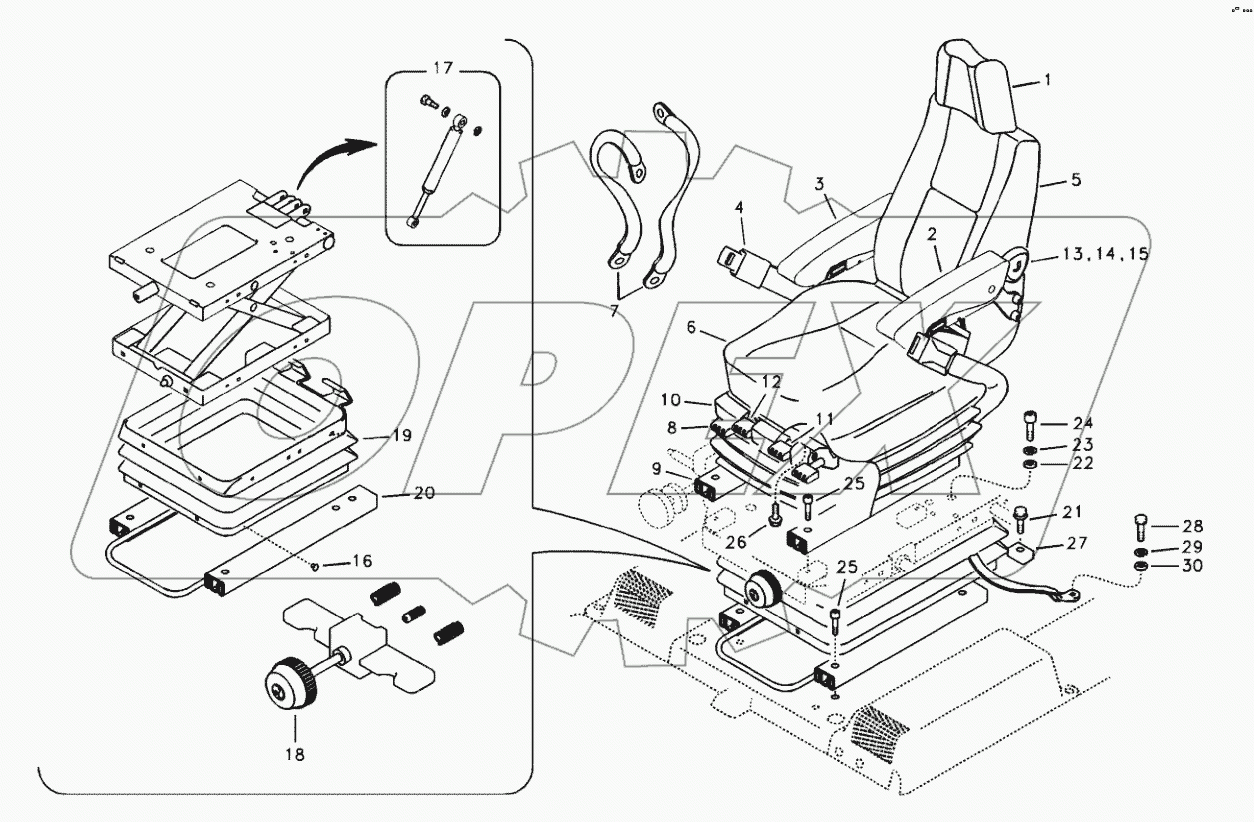  Operator's seat with insert parts