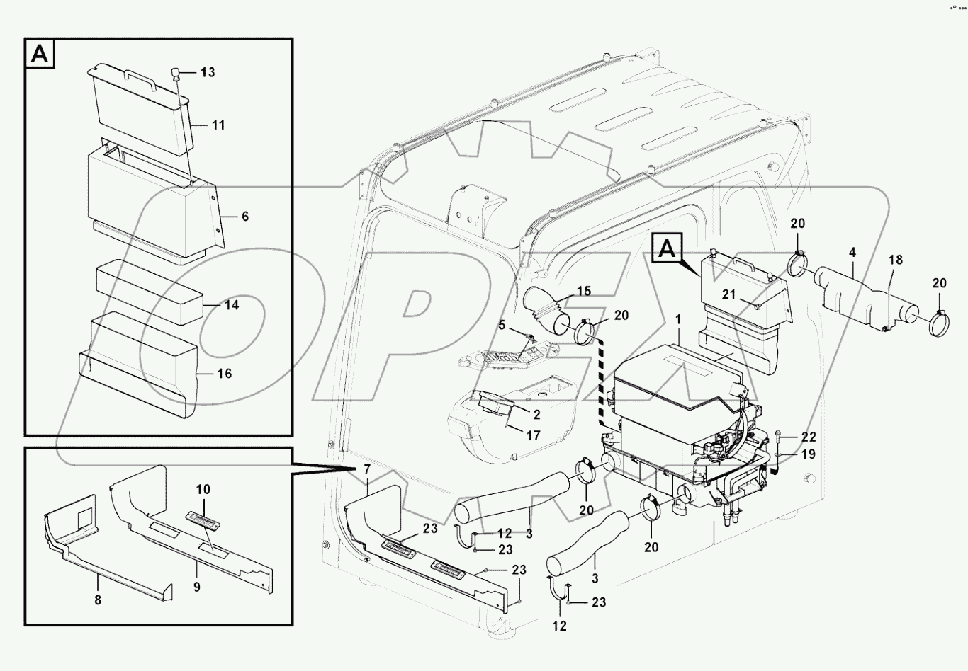  Cabin air duct and cabin floor