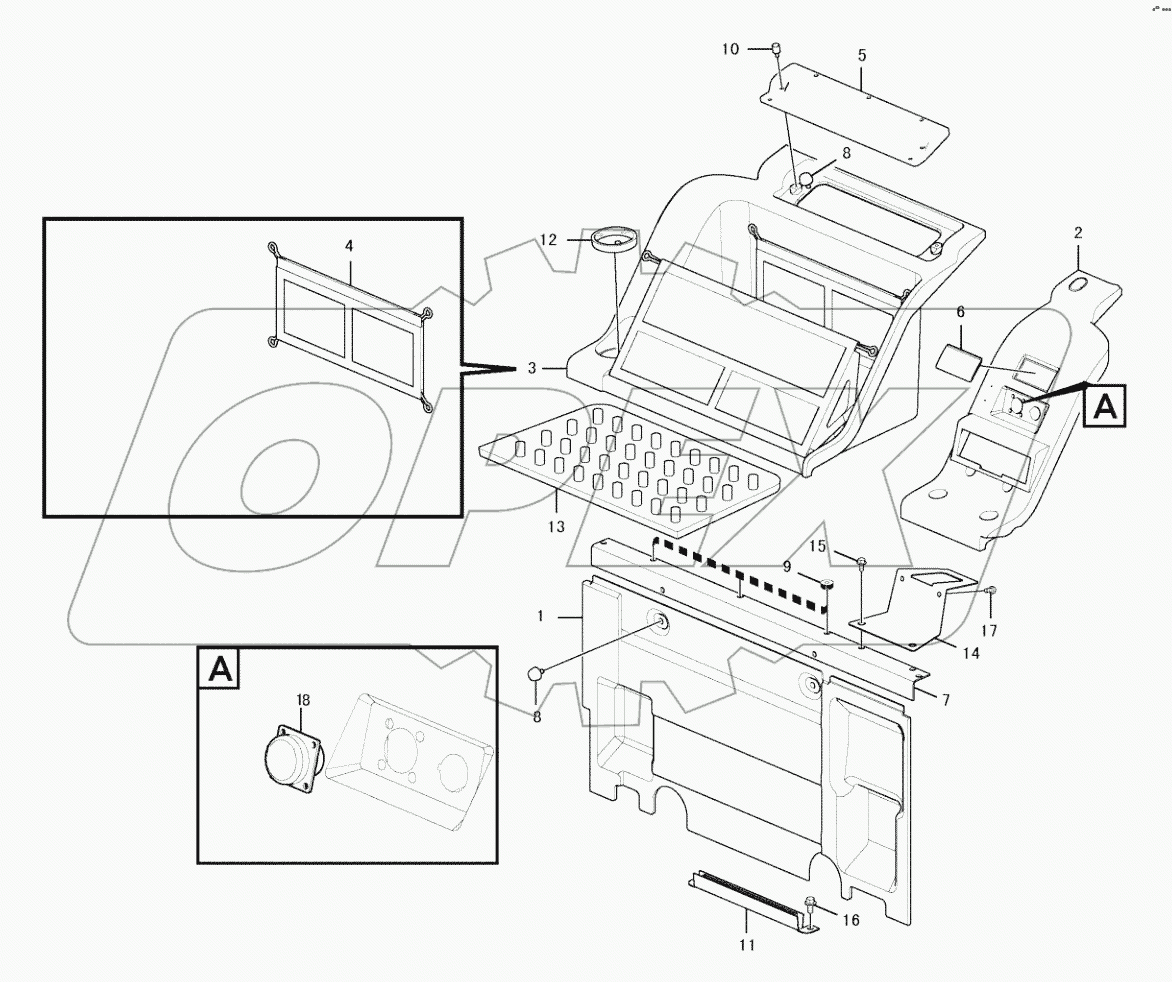  Instrument panel, radio panel
