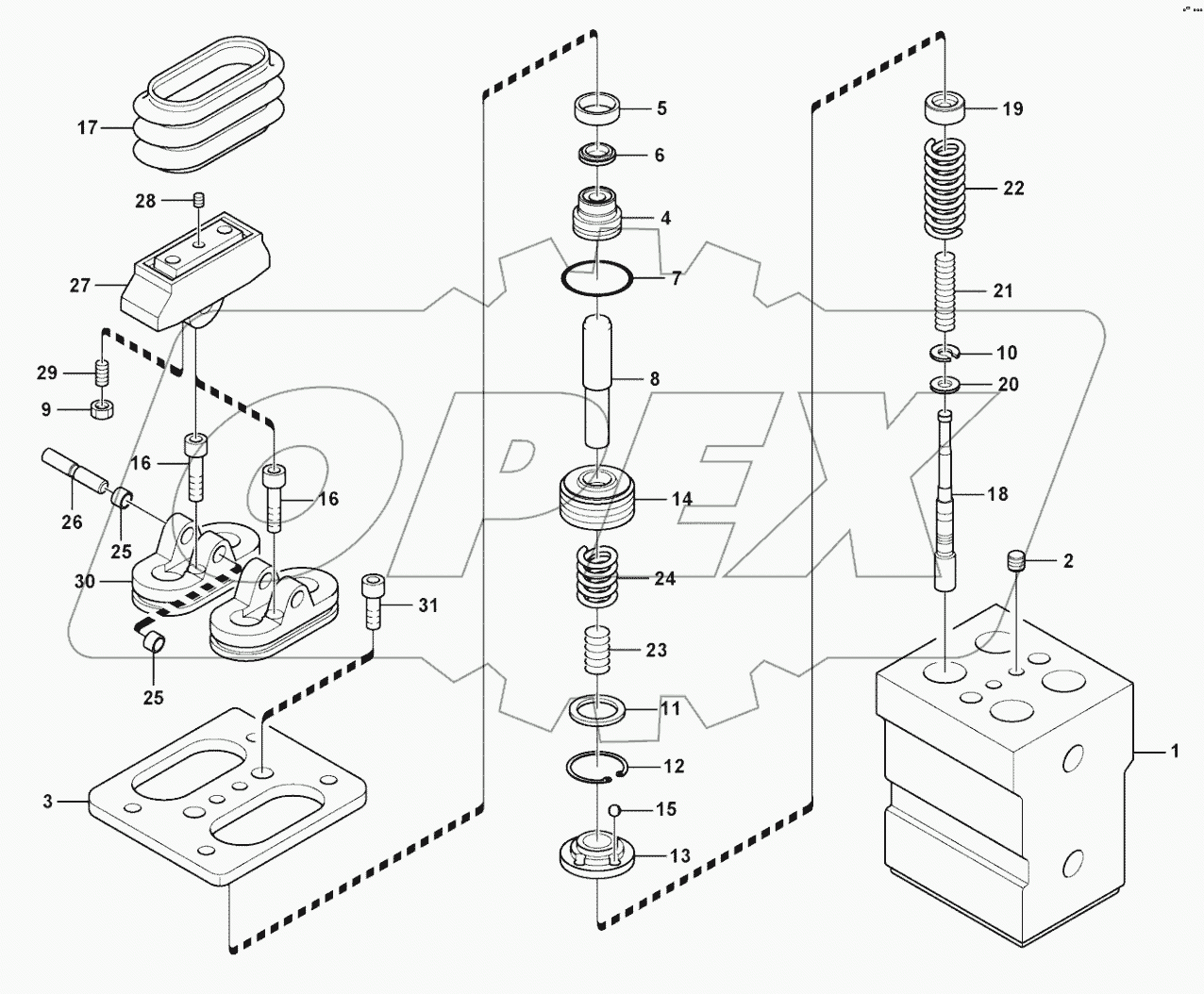 Remote control valve pedal, displacement motor