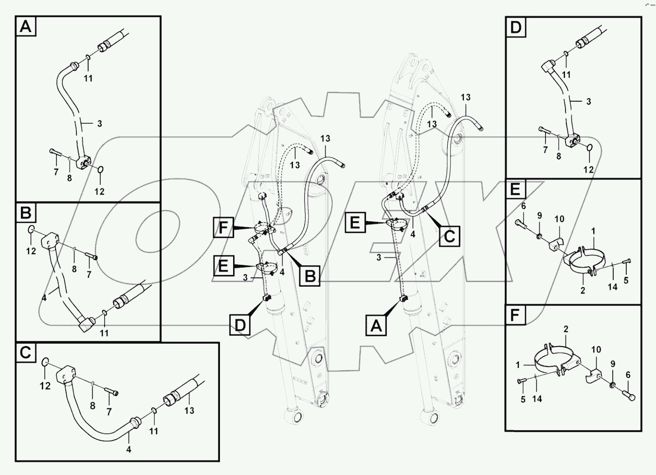  Working hydraulics, bucket cylinder on arm