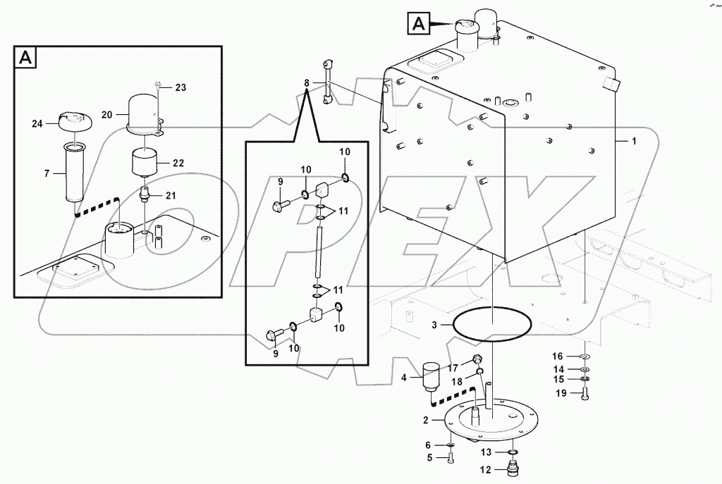  Fuel tank with Hitch parts