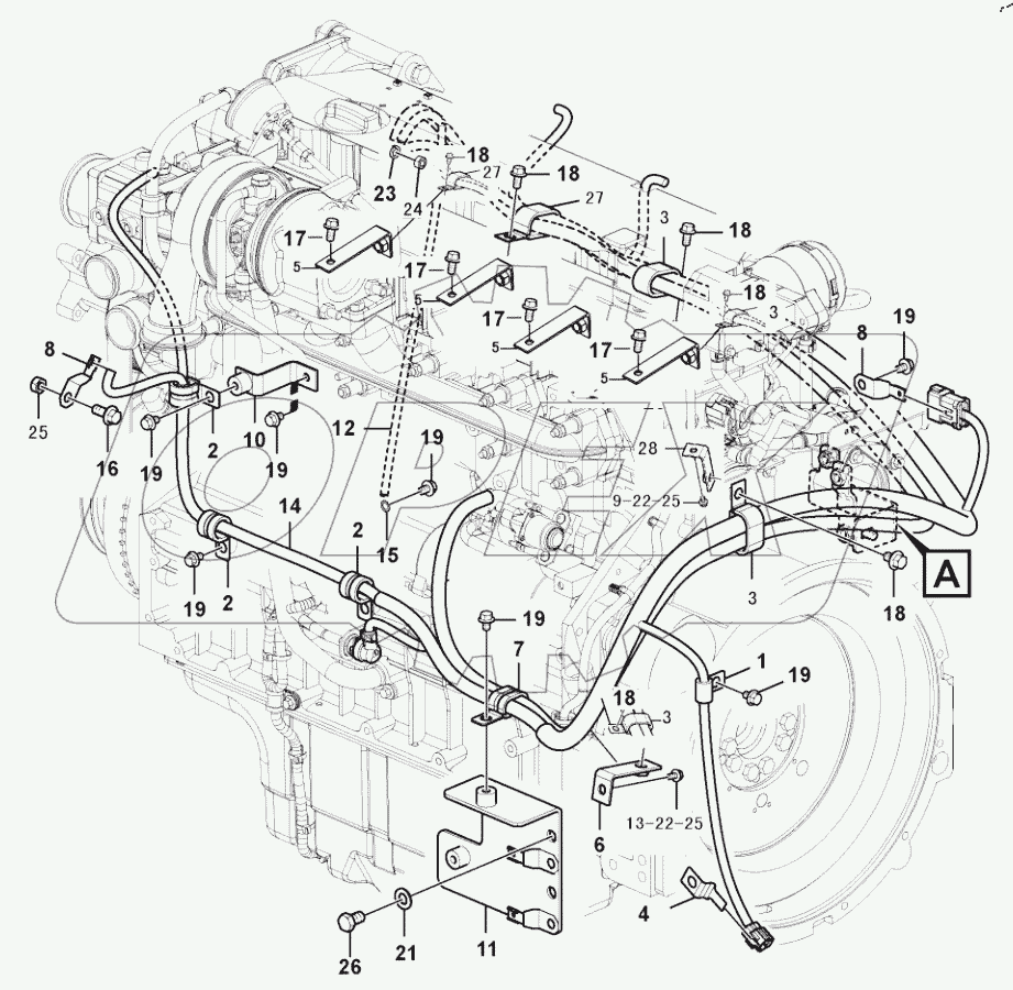  Cable wiring harness, engine